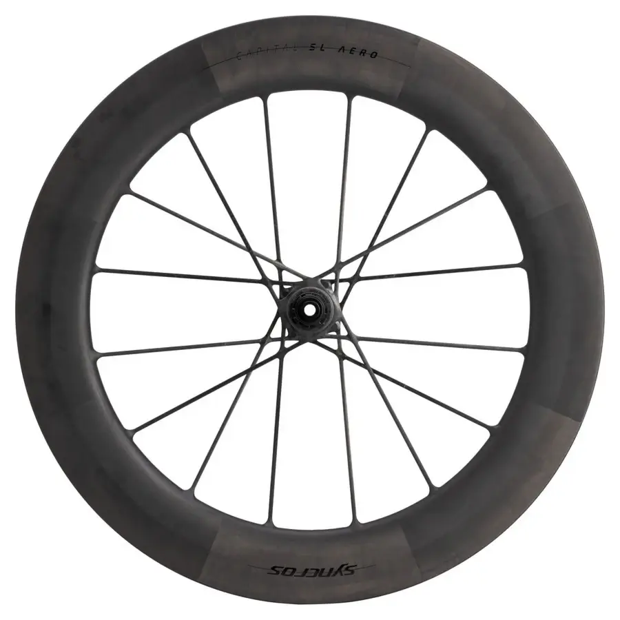 Roda de bicicleta com aro preto fosco e raios pretos