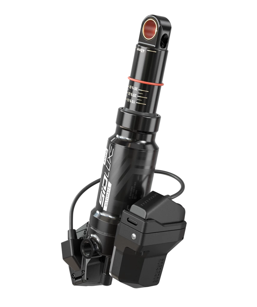 Amortecedor traseiro preto com caixa elétrica