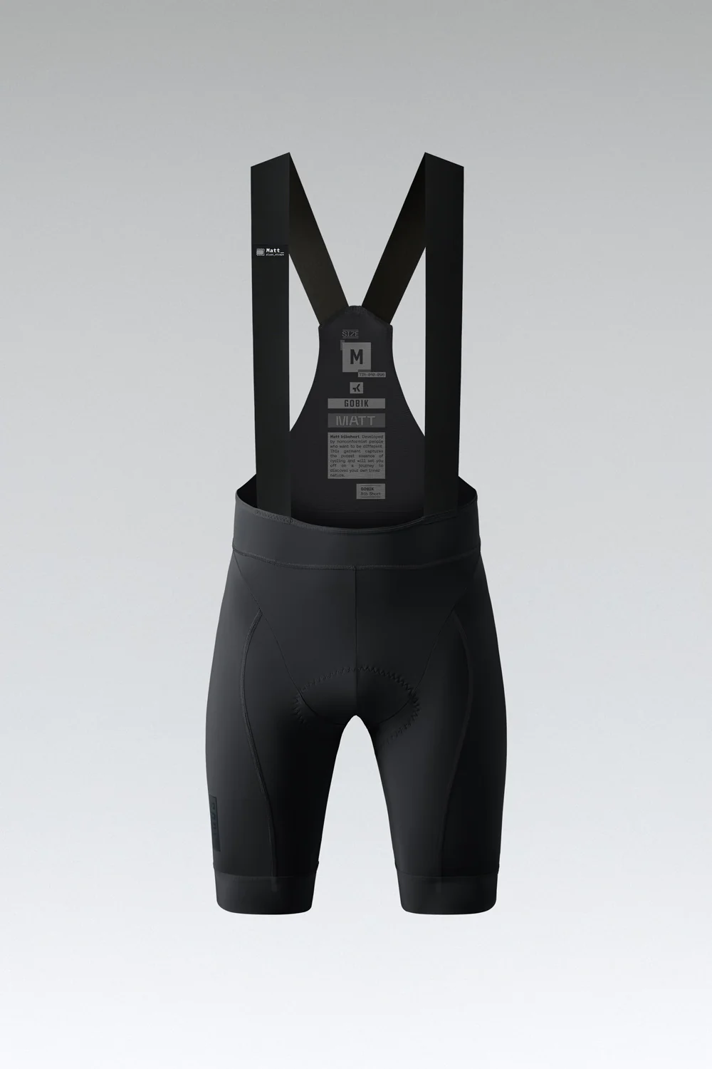 Calções de ciclismo pretos com alças largas e almofadado no assento