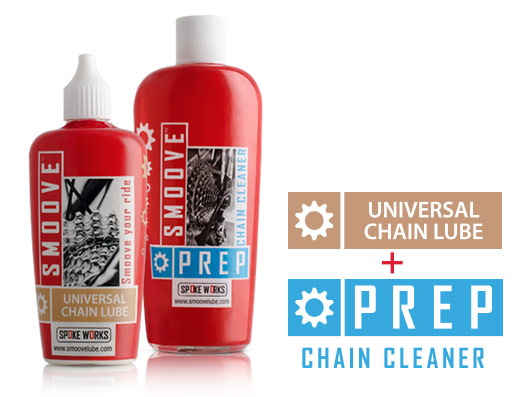 Dois frascos de produtos para bicicleta SMOOVE lubrificante e limpador de corrente