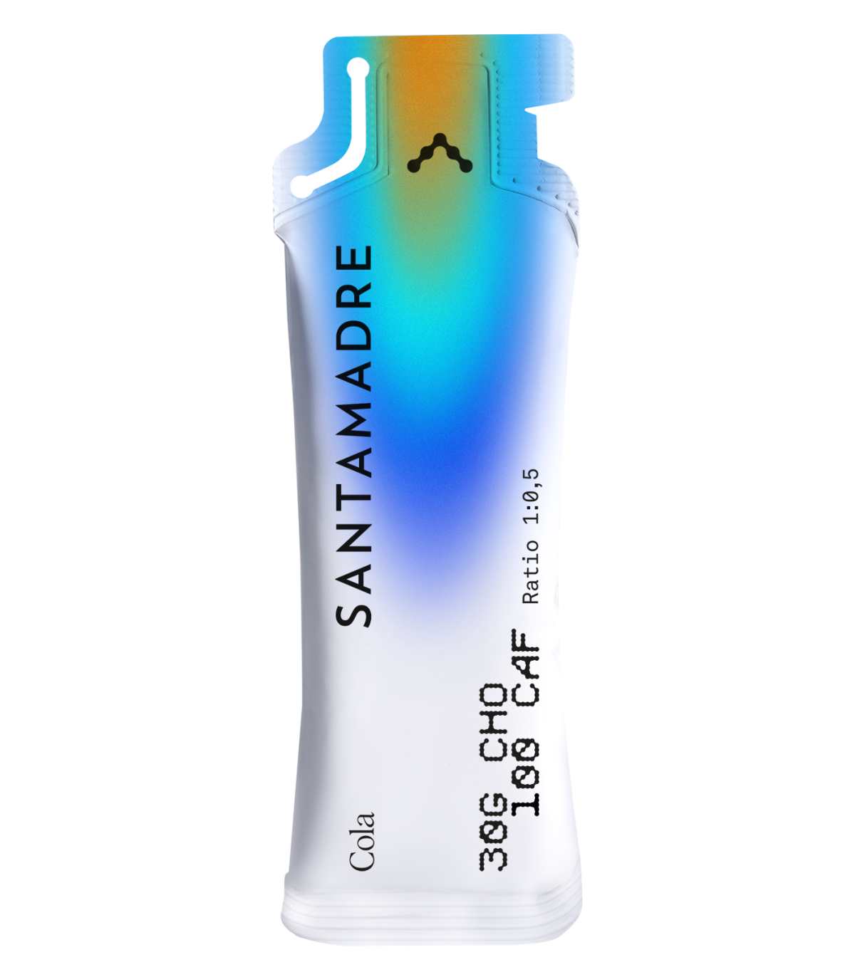 Tubo flexível branco com texto SANTAMADRE e outras inscrições