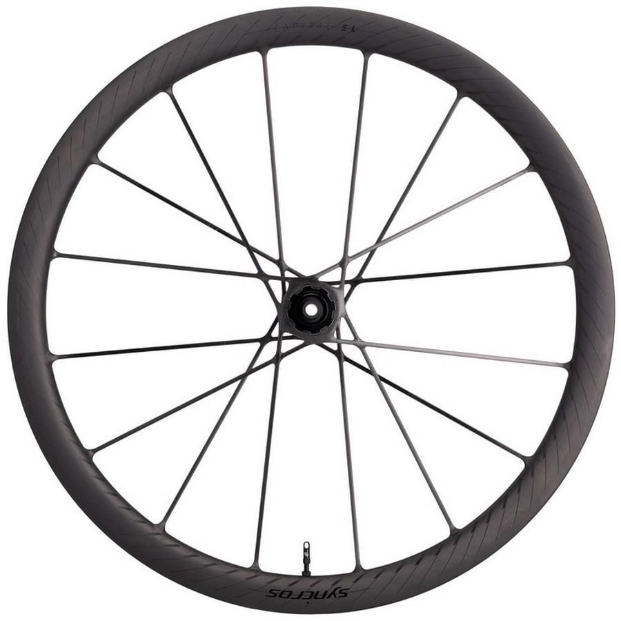 Roda de bicicleta de carbono preto com 14 raios finos