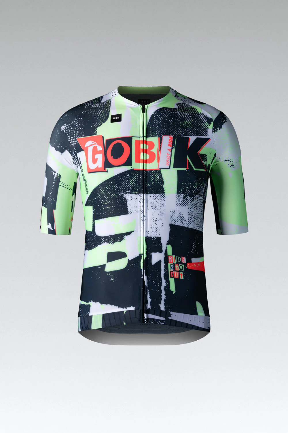 Camisola de ciclismo GOBIK com padrão verde e preto