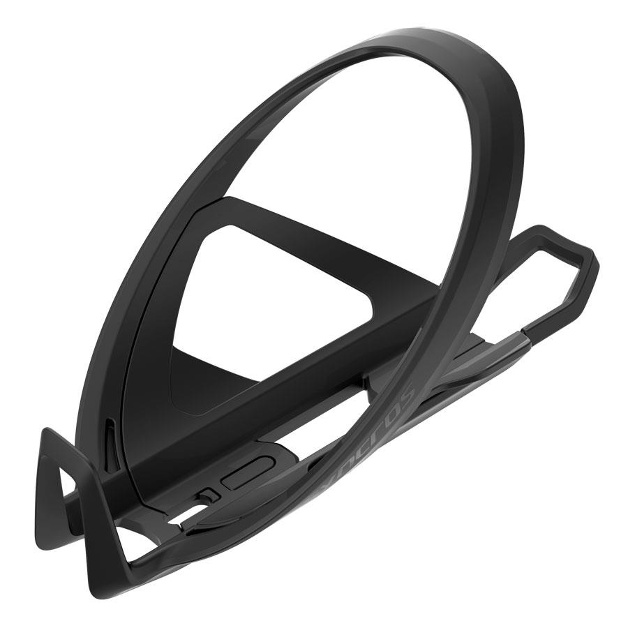 Suporte preto para bidon de bicicleta com design aerodinâmico