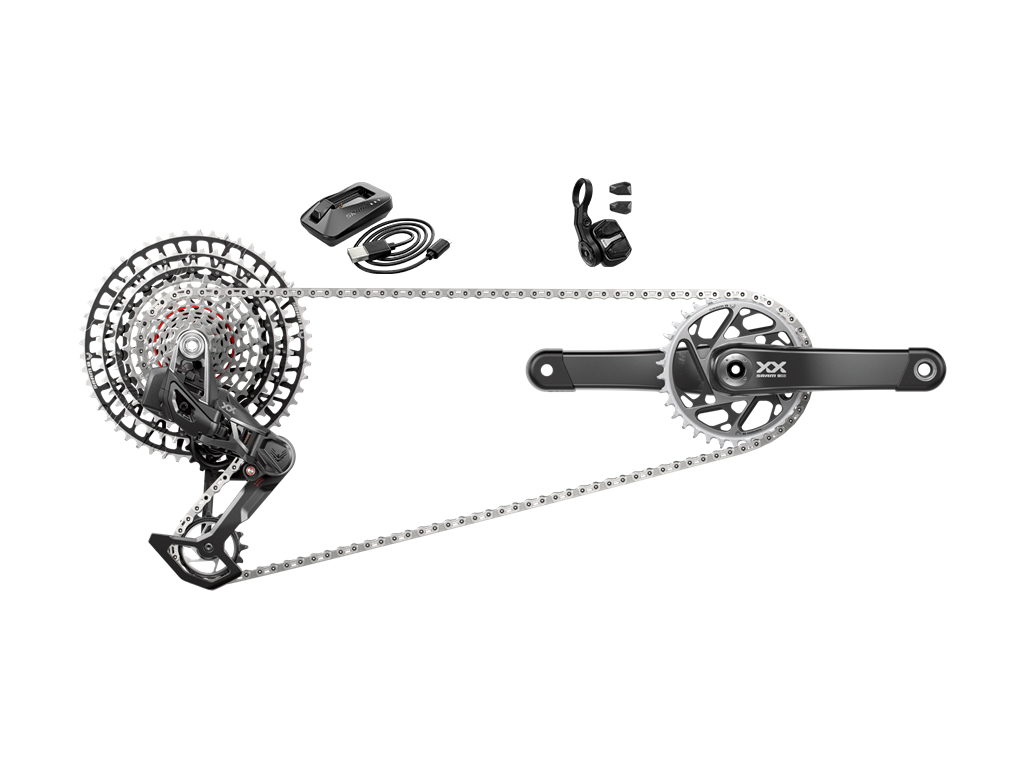 Conjunto completo de transmissão de bicicleta com cassete, pedaleira e corrente, cor preta