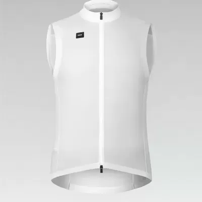 Colete branco sem mangas com fecho e etiqueta preta LEZY