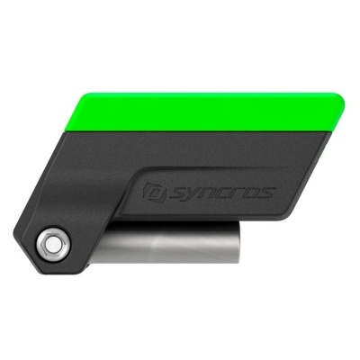 Fecho de bicicleta Syncros preto e verde com componente metálico prateado