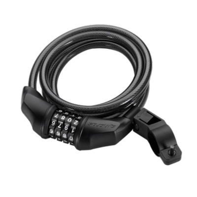 Cadeado em cabo de aço com combinação de quatro dígitos preto fosco
