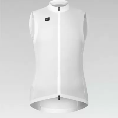 Colete branco sem mangas com fecho zip e detalhe preto GORE