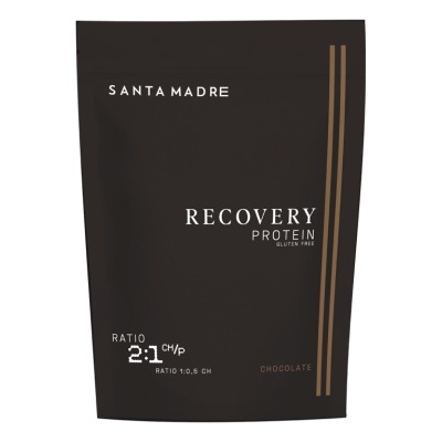 Pacote preto fosco de proteína Recovery Protein sabor chocolate da Santa Madre