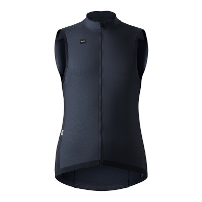 Colete desportivo preto sem mangas com fecho frontal e logo ASSOS.