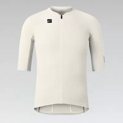 Camisola ciclismo branca com fecho à frente e meia manga