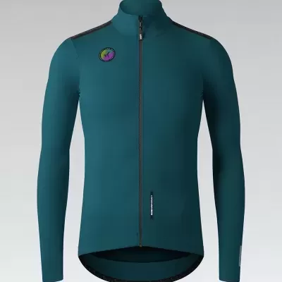 Casaco desportivo azul escuro com fecho e gola alta