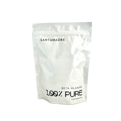 Saco branco de suplemento alimentar Beta-Alanine 100% Pure da marca Santamadre