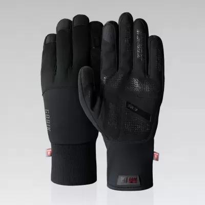 Luvas desportivas pretas com detalhes antiderrapantes e punho elástico