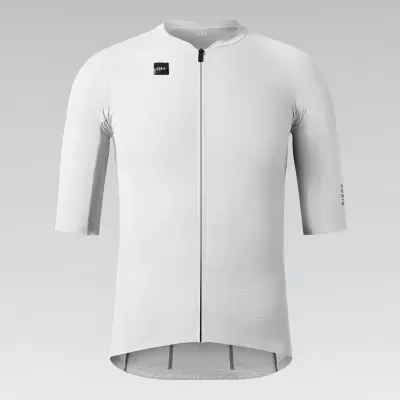 Camisola ciclismo branca com fecho e logótipos GOBIK