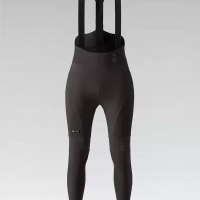 Calças de ciclismo compridas com alças pretas e cinza escuro