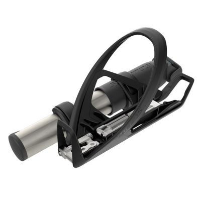 Abridor de garrafas e saca-rolhas preto e prateado com alavanca