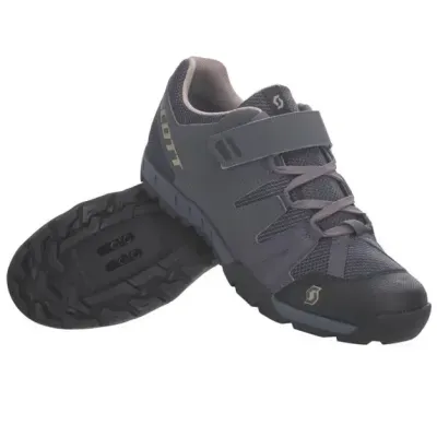 Sapatilhas de ciclismo Scott cinza e preto com sola preta e fecho de velcro