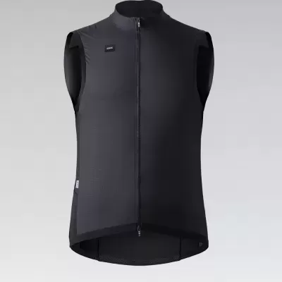 Colete ciclismo preto sem mangas com fecho de correr