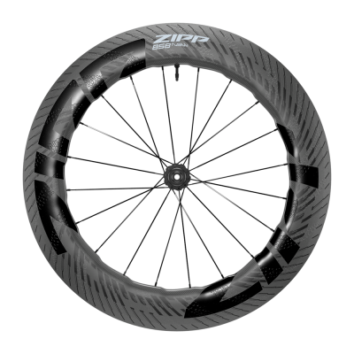 Roda de bicicleta ZIPP 858 NSW em fibra de carbono cinza escuro e preto