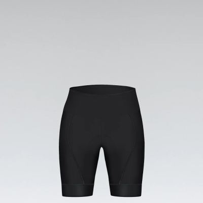 Calções desportivos pretos com costuras e elásticos na bainha