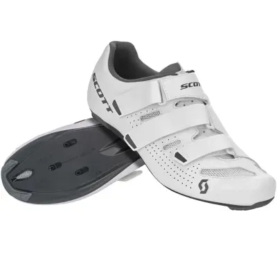Sapatos de ciclismo SCOTT brancos com velcros e sola preta