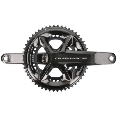 Pedaleira Shimano Dura-Ace preta com dois pratos dentados