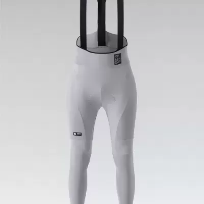 Calças de ciclismo brancas com alças pretas