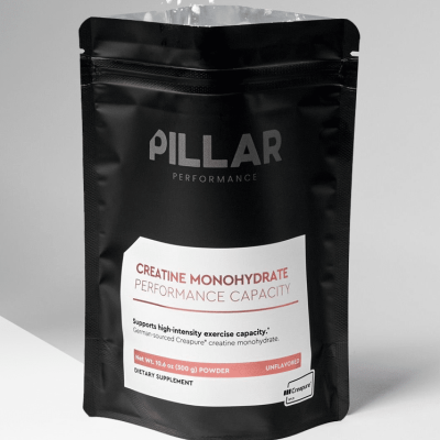 Saco preto de suplemento Creatine Monohydrate da Pillar Performance