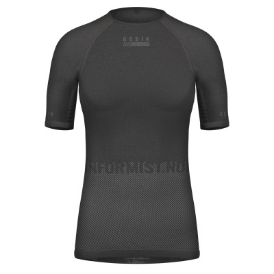 Camiseta técnica preta GOBIK de manga curta com textura de malha