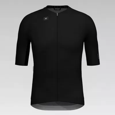Camisola de ciclismo preta mangas curtas com fecho frontal