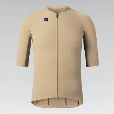 Camisola ciclismo bege com fecho e etiqueta GOBIK