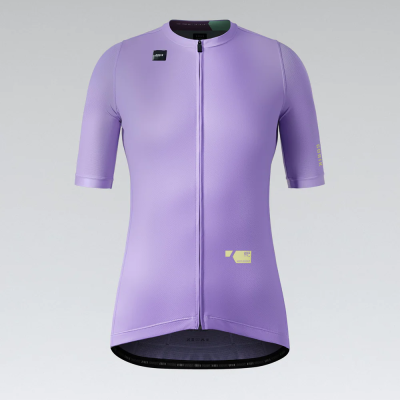 Camisola ciclismo lilás de manga curta com fecho frontal