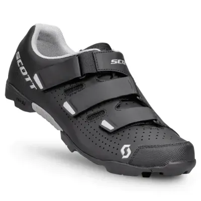 Sapatilha de ciclismo preta com velcros e detelhes brancos