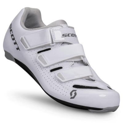 Sapato branco de ciclismo SCOTT com tiras de velcro e sola preta