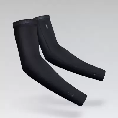 mangas pretas em tecido elástico com logo GIANT