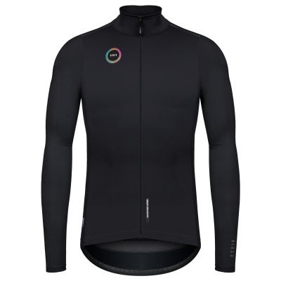 Casaco desportivo masculino preto de manga comprida com fecho e gola alta