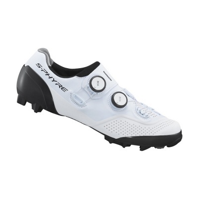 Sapato de ciclismo branco e preto S-PHYRE com fechos de disco duplos