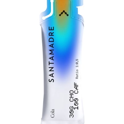 Tubo flexível branco com texto SANTAMADRE e outras inscrições