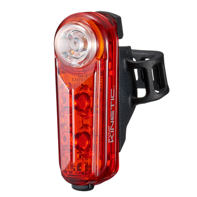 Luz traseira vermelha para bicicleta com suporte em silicone preto.