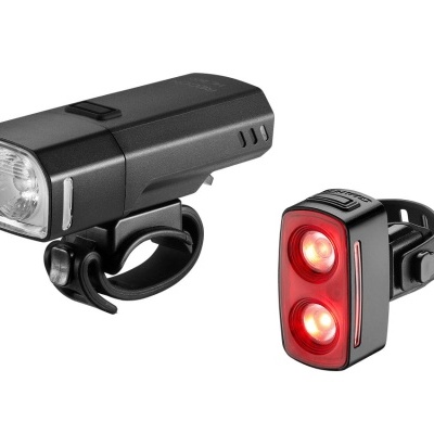 Luzes para bicicleta preta com suporte