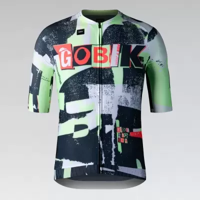 Camisola de ciclismo GOBIK com padrão verde e preto