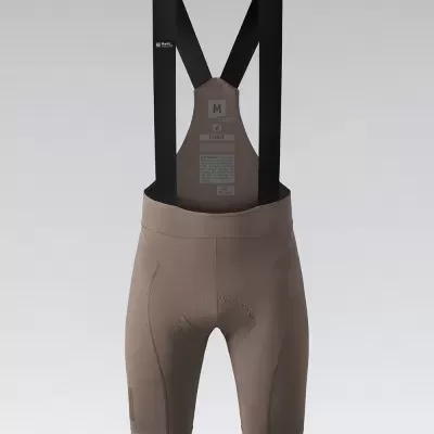 Calções de ciclismo castanhos com alças pretas e design ergonómico