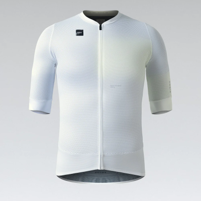 Camisola de ciclismo branca com fecho e tecido respirável