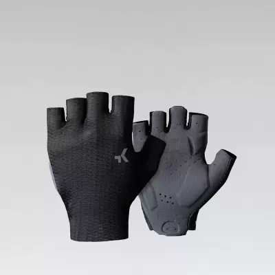 Par de luvas desportivas sem dedos, preta e cinza