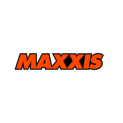 Logótipo MAXXIS em letras laranja com contorno preto