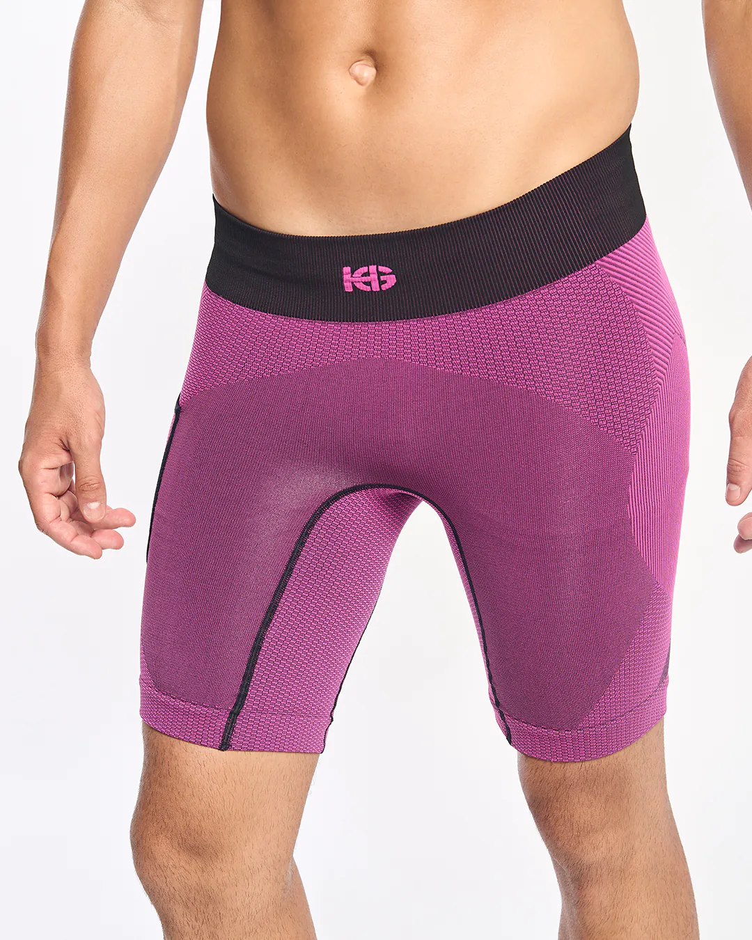 Calções desportivos masculinos rosa e pretos com logotipo KG no cós