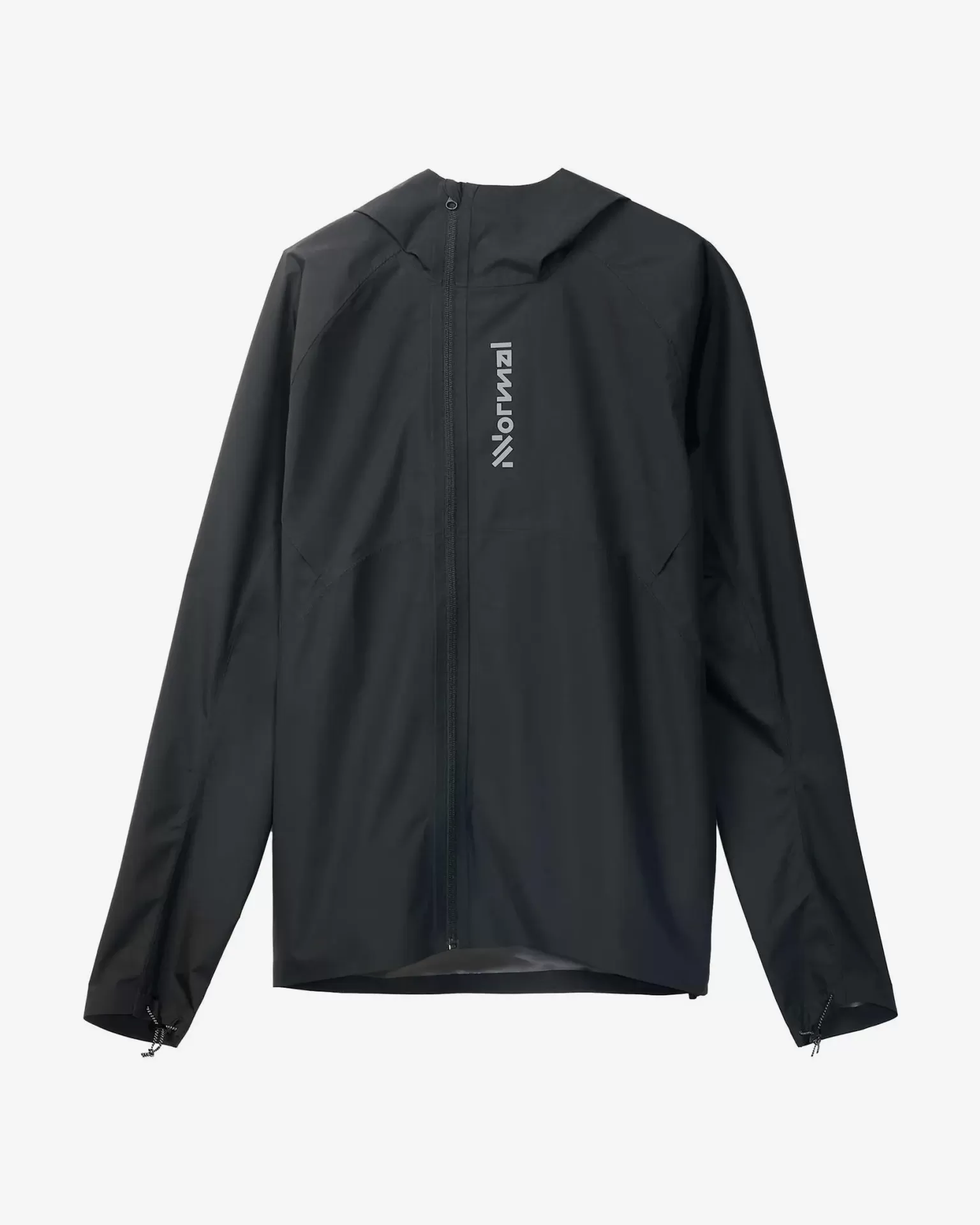 Casaco preto com capuz e fecho de correr com logo 'NORMAL'