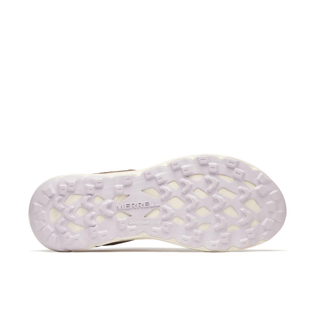 Sola branca de sapato Merrell com textura e texto Quantum Grip